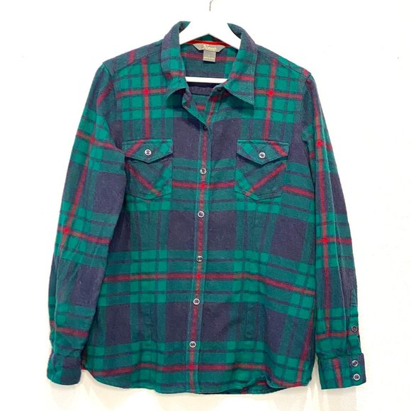 Natural Reflections 2 PACK Long Sleeve Plaid Button Down Shirt Top Large - Picture 9 of 15